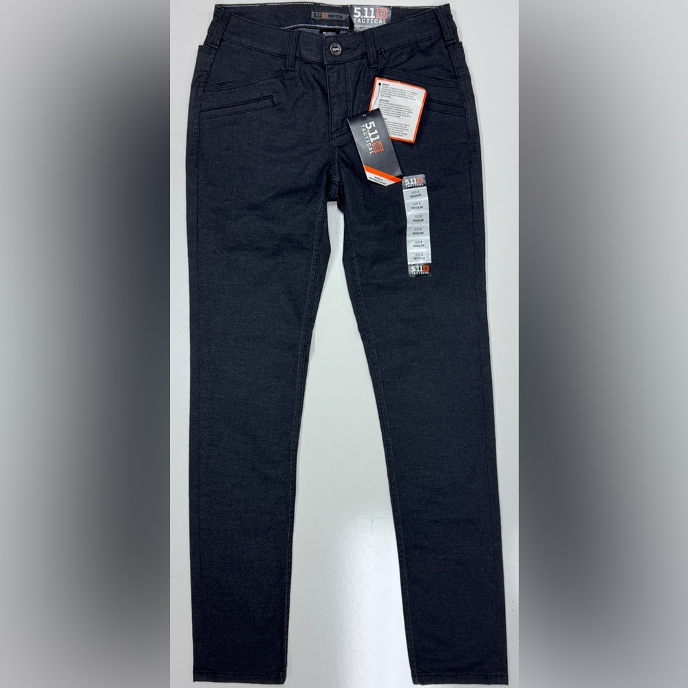 5.11 Tactical Women's Sz 2-Reg Volcanic Defender-Flex Slim Pants Dark Jeans NEW
